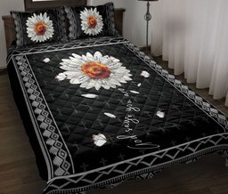 Christian, Jesus, God, Bible Quilt Bedding Set, White Daisy God Say You Areian Flower JesusCross Quilt Blanket With Pillowcases, Duvet Cover Set