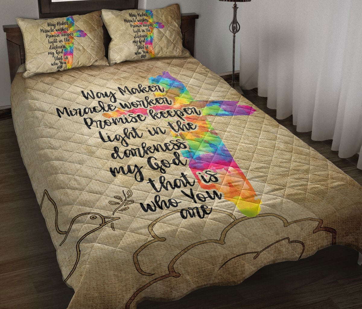Christian, Jesus, God, Bible Quilt Bedding Set, JesusMy God Who You Are Cross Quilt Blanket With Pillowcases, Duvet Cover Set