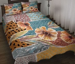 Quilt Bedding Set, Autumn Watercolor Flowers Fall Leaves Harvest Leaves Autumn Thanksgiving Quilt Blanket With Pillowcases, Duvet Cover Set, Autumn Gift