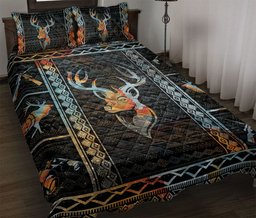 Hunting Quilt Bedding Set, Patchwork Buck Deer Hunting Hunter Black Quilt Blanket With Pillowcases, Duvet Cover Set