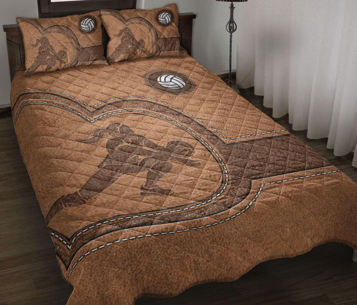 Volleyball Quilt Bedding Set, Volleyball Libero Volleyball Player Heart Quilt Blanket With Pillowcases, Duvet Cover Set