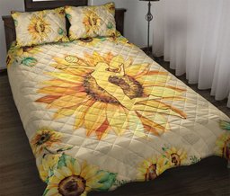 Volleyball Quilt Bedding Set, Volleyball Girl Sunflower Yellow Quilt Blanket With Pillowcases, Duvet Cover Set