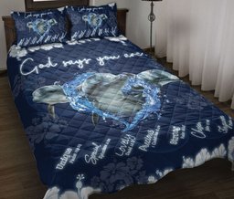 Dolphin Quilt Bedding Set, Gods Say You Are Dolphin And Flower Sea Quilt Blanket With Pillowcases, Duvet Cover Set