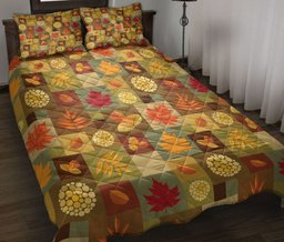 Quilt Bedding Set, Autumn Leaves Patchwork Maple Leaf Autumn Harvest Leaves Autumn Thanksgivin Quilt Blanket With Pillowcases, Duvet Cover Set, Autumn Gift