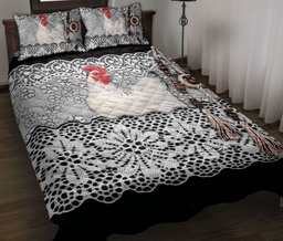 Chicken Quilt Bedding Set, White Chicken Black & White Amigurumi Farm Quilt Blanket With Pillowcases, Duvet Cover Set