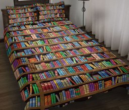 Book Quilt Bedding Set, Bookshelf Background Reading Books Book Quilt Blanket With Pillowcases, Duvet Cover Set