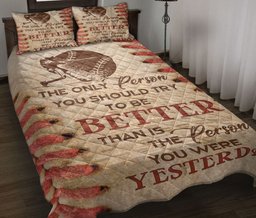 Baseball Quilt Bedding Set, Baseball Player Try To Be Better Quilt Blanket With Pillowcases, Duvet Cover Set, Sports Gifts