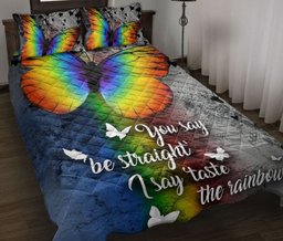 LGBT Quilt Bedding Set, Lgbt Lgbtq Pride Taste The Rainbow Flag Love Is Love Love Wins Pride Month Quilt Blanket With Pillowcases, Duvet Cover Set