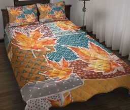 Quilt Bedding Set, Autumn Flowers Fall Maple Leaf Autumn Harvest Leaves Autumn Thanksgiving Quilt Blanket With Pillowcases, Duvet Cover Set, Autumn Gift