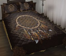 Native American Quilt Bedding Set, Brown Mandala Dreamcatcher Native Indigeno Us Quilt Blanket With Pillowcases, Duvet Cover Set