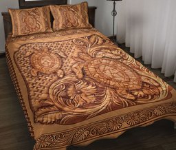 Quilt Bed Set Pillowcase Turtle Couple V?Tntage Style Sea Animal Lover Blanket Bedspread Bedding