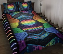 LGBT Quilt Bedding Set, Lgbt Pride Rainbow Heart Gay Lesbian Bisexual Quilt Blanket With Pillowcases, Duvet Cover Set