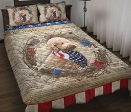 Labradoodle Quilt Bedding Set, Labradoodle Dog We The People Patriotic Quilt Blanket With Pillowcases, Duvet Cover Set