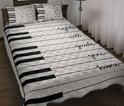 Piano Quilt Bedding Set, Piano Light Will Guide You Home Piano Keys MusicNotes Pianist Quilt Blanket With Pillowcases, Duvet Cover Set