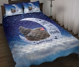 Chicken Quilt Bedding Set, Chicken I Love You To The Moon And Back Farm Quilt Blanket With Pillowcases, Duvet Cover Set