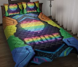 LGBT Quilt Bedding Set, Lgbt Lgbtq Rainbow Flag Heart Love Is Love Love Wins Pride Month Quilt Blanket With Pillowcases, Duvet Cover Set