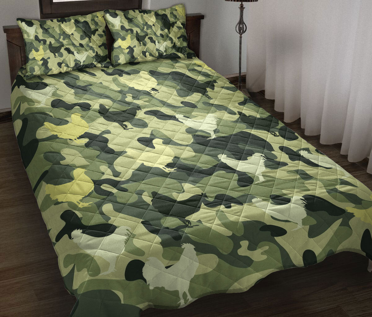 Chicken Quilt Bedding Set, Chicken Green Farm Quilt Blanket With Pillowcases, Duvet Cover Set