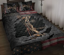 Hunting Quilt Bedding Set, Archery Light Us Flag Bow Hunting Quilt Blanket With Pillowcases, Duvet Cover Set