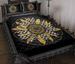 Racing Quilt Bedding Set, Racing Racer Checkered Sunflower Mandala Floral Leaf Quilt Blanket With Pillowcases, Duvet Cover Set