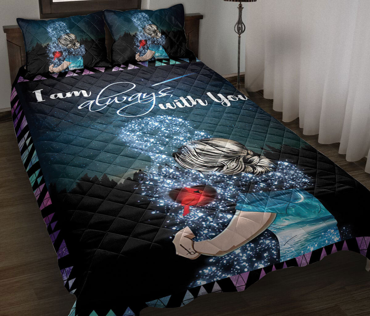 Quilt Bedding Set, Memorial Husband I Am Always With You Quilt Blanket With Pillowcases, Duvet Cover Set