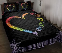 LGBT Quilt Bedding Set, Lgbt Pride Rainbow Heart Mandala Gay Bisexual Transgender Lesbian Symbol Sign Quilt Blanket With Pillowcases, Duvet Cover Set