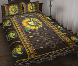 Volleyball Quilt Bedding Set, Patchwork Sunflower Volleyball Girl Ball Yellow You Are My Sunshine Quilt Blanket With Pillowcases, Duvet Cover Set
