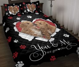 Goldendoodle Quilt Bedding Set, Goldendoodle Labradoodle Golden Doodle Dog Pearl Love Heart Quilt Blanket With Pillowcases, Duvet Cover Set