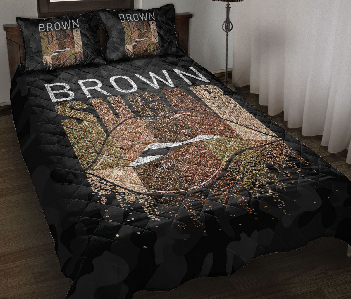 African Quilt Bedding Set, Afro African American Black Girl Princess Natural Hairstyle Sugar Quilt Blanket With Pillowcases, Duvet Cover Set