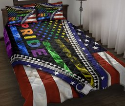 LGBT Quilt Bedding Set, Lgbt Lgbtq Pride Rainbow Love Wins Love Is Love Pride Month Quilt Blanket With Pillowcases, Duvet Cover Set