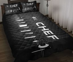 Chef Quilt Bedding Set, Chef Tools Uniform Chef Cooking Black Quilt Blanket With Pillowcases, Duvet Cover Set