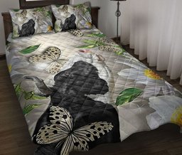 Cattle Quilt Bedding Set, Dairy Cow Cattle Butterfly Daisy Floral Quilt Blanket With Pillowcases, Duvet Cover Set