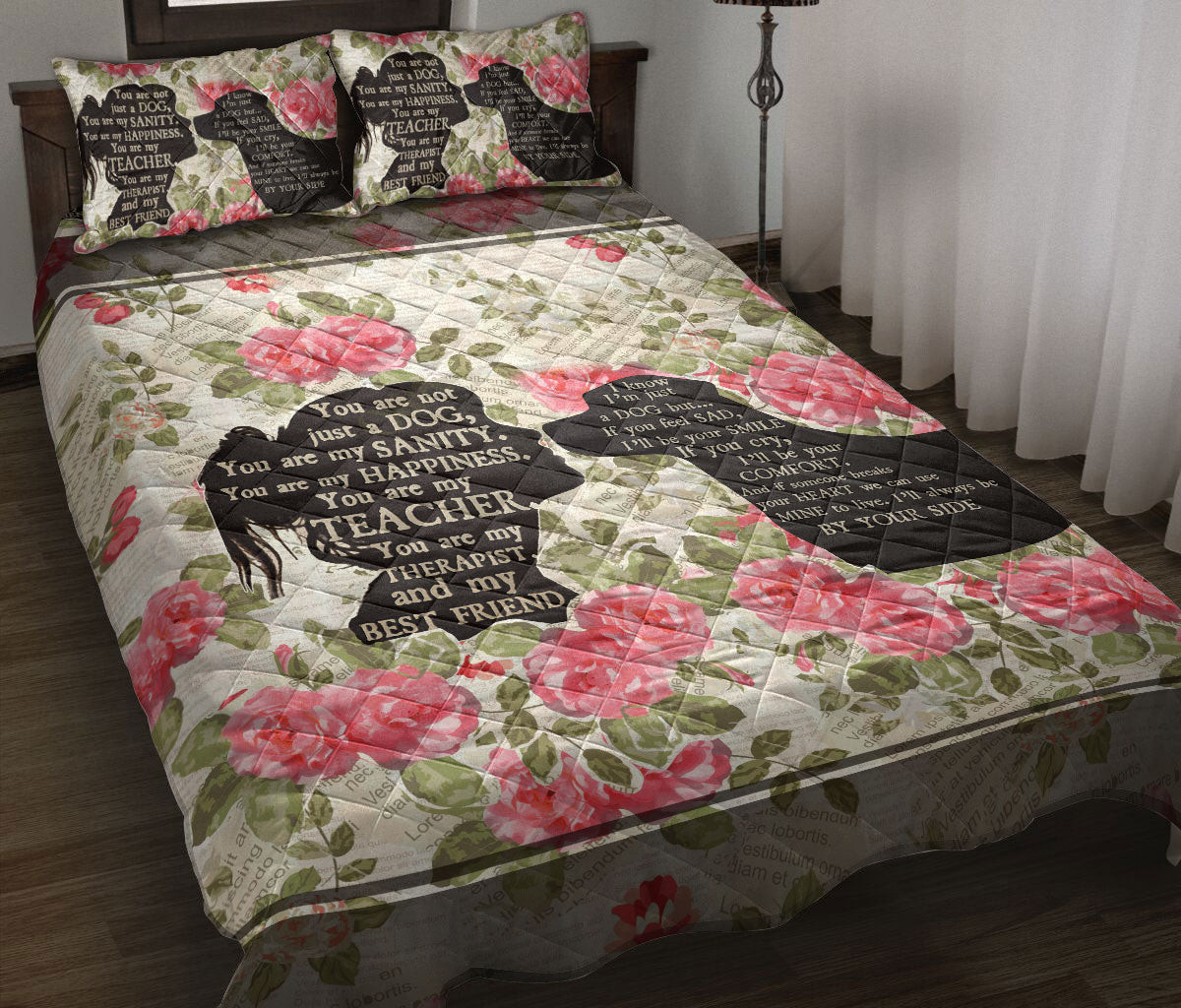Labrador Retriever Quilt Bedding Set, Labrador Retriever Lab You Are Not Just A Dog Style Flower Floral Quilt Blanket With Pillowcases, Duvet Cover Set