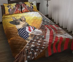 German Shepherd Quilt Bedding Set, German Shepherd Patriotic Dog American Eagle Us Flag We The People Quilt Blanket With Pillowcases, Duvet Cover Set