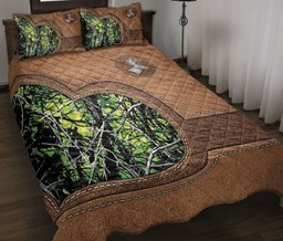 Hunting Quilt Bedding Set, Country Girl Deer Hunting Green Deer Horn Quilt Blanket With Pillowcases, Duvet Cover Set