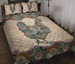Chicken Quilt Bedding Set, Farm Chicken Hen Mandala Farmer Farmho Use Decoration Quilt Blanket With Pillowcases, Duvet Cover Set