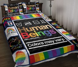LGBT Quilt Bedding Set, Lgbt Love Wins Love Is Love Pride Human Beings Quilt Blanket With Pillowcases, Duvet Cover Set