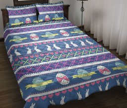 Rabbit Quilt Bedding Set, Sugar Eagg Heart Rabbit Bunny Seasonal Farm Quilt Blanket With Pillowcases, Duvet Cover Set