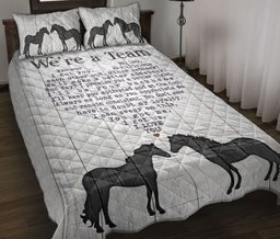 Horse Quilt Bedding Set, Horse We'Re A Team Heart Couple Husband & Wife Quilt Blanket With Pillowcases, Duvet Cover Set