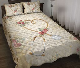 Nurse Quilt Bedding Set, Nurse Live Love Heal Scrub Nursing Beige Nurse Quilt Blanket With Pillowcases, Duvet Cover Set