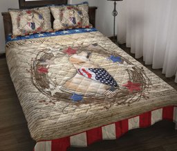 Golden Retriever Quilt Bedding Set, Golden Retriever Dog We The People Patriotic Quilt Blanket With Pillowcases, Duvet Cover Set