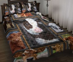 Cattle Quilt Bedding Set, Cute Cow Cattle Patchwork Farm Quilt Blanket With Pillowcases, Duvet Cover Set