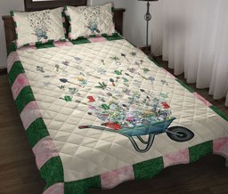 Gardening Quilt Bedding Set, Garden Flower Tree Gardenings Green Beige Quilt Blanket With Pillowcases, Duvet Cover Set