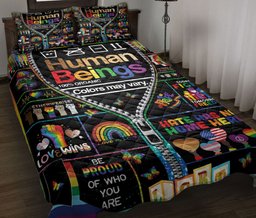 LGBT Quilt Bedding Set, Lgbt Pride Human Beings Lgbt Gay Lesbian Pride Rainbow Quilt Blanket With Pillowcases, Duvet Cover Set