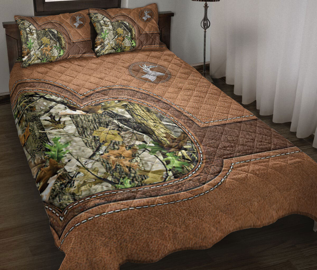 Hunting Quilt Bedding Set, Country Girl Deer Hunting Deer Horn Quilt Blanket With Pillowcases, Duvet Cover Set
