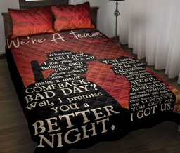 Cowboy Quilt Bedding Set, Couple Cowboy Cowgirl Red Black We Are A Team Horse Valentine Quilt Blanket With Pillowcases, Duvet Cover Set, Valentine Gift