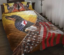 Rottweiler Quilt Bedding Set, Rottweiler Patriotic Dog American Eagle Us Flag We The People Quilt Blanket With Pillowcases, Duvet Cover Set
