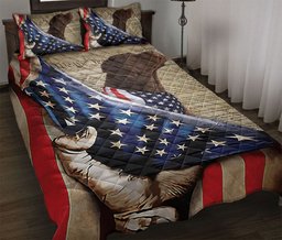 Quilt Bedding Set, Chocolate Labrador Patriotic Dog American History Us Flag We The People Quilt Blanket With Pillowcases, Duvet Cover Set