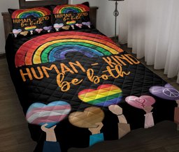 LGBT Quilt Bedding Set, Lgbt Pride Human Kind Be Both Lgbtq Quilt Blanket With Pillowcases, Duvet Cover Set