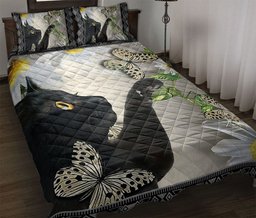 Black Cat,Cat Quilt Bedding Set, Black Cat Butterfly Flower Quilt Blanket With Pillowcases, Duvet Cover Set