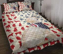 Labrador Retriever Quilt Bedding Set, American Us Flag Patriotic Labrador Retriever Dog Quilt Blanket With Pillowcases, Duvet Cover Set
